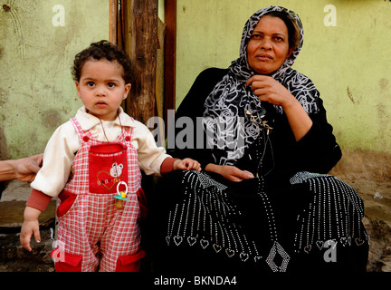 zabbaleen family ,zabbaleen community ,  morkatam hills , cairo , egypt Stock Photo