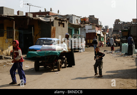 zabbaleen rubbish collectors ,zabbaleen community ,  morkatam hills , cairo , egypt Stock Photo