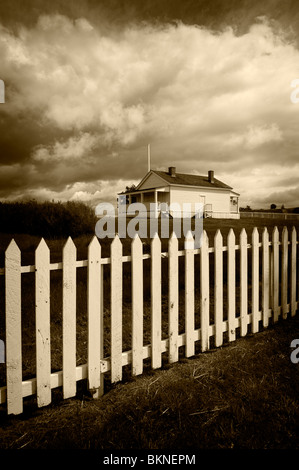 American Camp officers quarters located on San Juan Island in the National Historic Park in Washington State. Site of 'Pig War'. Stock Photo