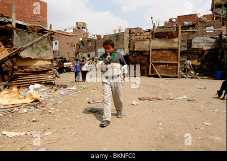 zabbaleen rubbish collectors ,zabbaleen community ,  morkatam hills , cairo , egypt Stock Photo