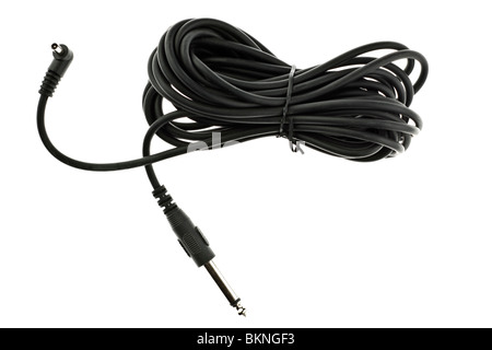 Long black PC flash trigger cable Stock Photo