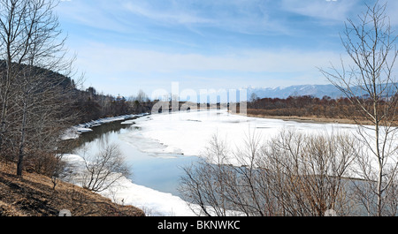 River Irkut. Siberia Russia. Spring Stock Photo