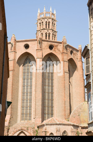 The Beautiful Exterior Stonework and Tower Steeple of the Church of the Jacobins Toulouse Haute-Garonne Midi-Pyrenees France Stock Photo