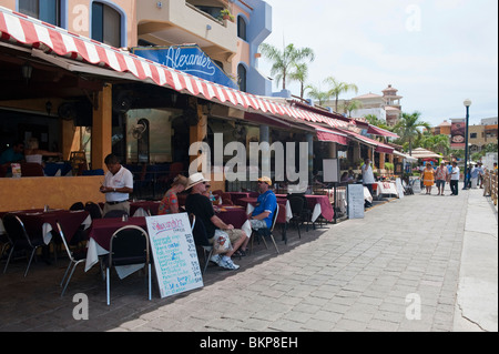 Restaurants by the Marina in Cabo San Lucas, Baja California, Sur Mexico Stock Photo