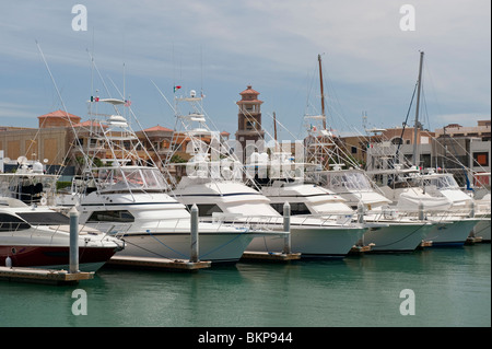 Luxury Yachts, Fishing Boats, Launches and Water Taxi's in Cabo San Lucas Marina, Baja California, Mexico Stock Photo