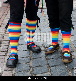 The feet and legs of two dancers from Annie's Fancies Morris team. Stock Photo