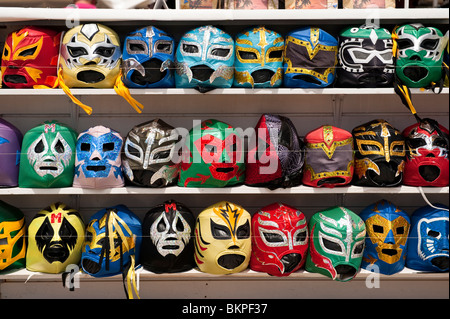 Lucha Libre or Colorful Mexican Wrestling Masks for sale in Cabo San Lucas, Baja California, Mexico Stock Photo