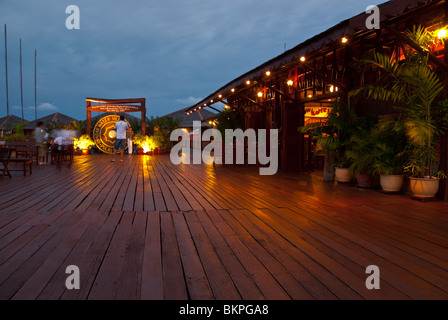 After dusk at Sipadan Water Village Resort on Pulau Mabul, Malaysia Stock Photo