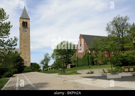 Cornell University, campus center with McGraw Clock Tower Stock Photo