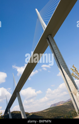 The Beautiful Millau Viaduct Suspension Bridge Carrying Traffic Over the Tarn River Aveyron Midi-Pyrenees France Stock Photo