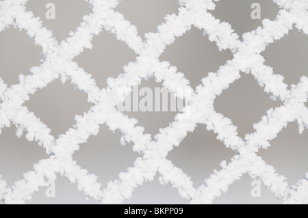 wire netting covered with hoar frost Stock Photo