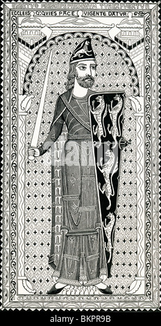 Effigy of Geoffrey Plantagenet, from his tomb at Le Mans. Geoffrey V, 1113 to 1151. Stock Photo