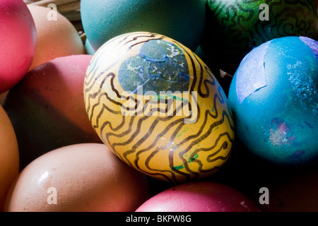 Hand-painted easter eggs Stock Photo