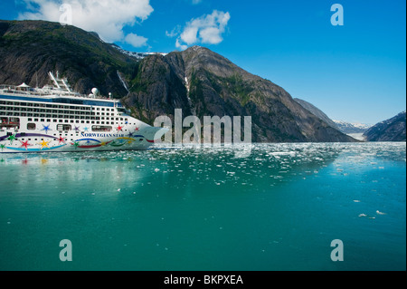 Norwegian Cruise Line's *Star* near Dawes Glacier in Endicott Arm, Tracy Arm- Fords Terror Wilderness, Southeast Alaska Stock Photo