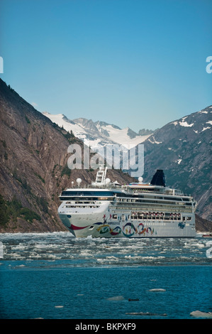 Norwegian Cruise Line's *Star* near Dawes Glacier in Endicott Arm, Tracy Arm- Fords Terror Wilderness, Southeast Alaska Stock Photo