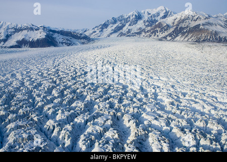 Aerial view of Hubbard Glacier and St. Elias Mountains near Yakutat, Alaska Stock Photo