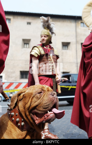 Legionary Roman soldier, History-Roman re-enactors festival Stock Photo