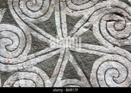 Sweden, Island of Gotland, Visby. Detail from Viking carved rune stones in the Historical Museum of Gotland Stock Photo