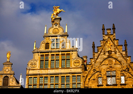 Belgium, Flanders, Antwerp; The decorative merchant houses in the Grote Markt Stock Photo