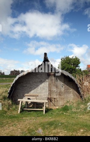 Fishermans Hut Made from Upturned Herring Boat Lindisfarne Holy Island Northumberland UK Stock Photo