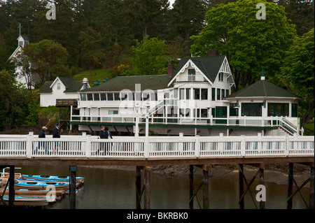 Roche Harbor, San Juan Island, Washington, USA. McMillin's Dining Room is in the background. Boat rental and marina in foregroud Stock Photo