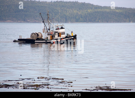 Fishing boat in Johnstone Strait Stock Photo