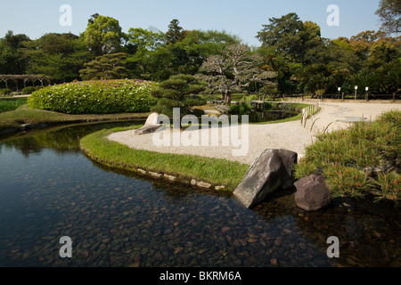 Korakuen is a Japanese landscape garden located in Okayama and is considered one of the Three Great Gardens of Japan Stock Photo