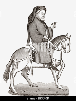 Geoffrey Chaucer c. 1343 to 1400. English author, poet, philosopher, bureaucrat, courtier and diplomat. Stock Photo