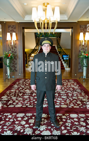 Slovakia, doorman of Hotel Kempinski in Strbske Ples Stock Photo
