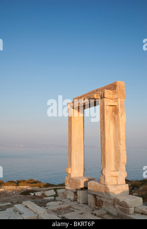 Dawn over the Temple of Apollo Arch, Naxos Island, Greece Stock Photo