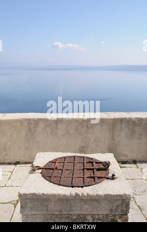 Traditional rainwater cistern, view point from Beli, Island Cres, Croatia Stock Photo