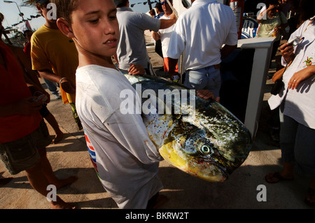 Curacao, the yacht club in the marina of the Spanish Water during a fishing competition Stock Photo