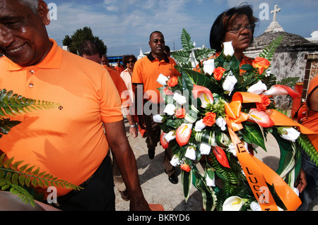 Curacao, Willemstad, Otrobanda, Anthony and Mirna Godett during memorial service Stock Photo