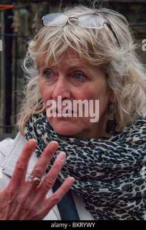 Labour  Party candidate Jane Thomas defending the marginal seat of Keighley in the 2010 General Election Stock Photo
