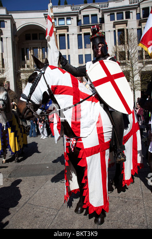 St. George's Day Parade, London. This has not taken place in the city since 1585, so is a tradition revived in 2010. St George. Stock Photo