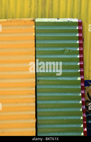 Colourful corrugated panels in La Boca, Buenos Aires, Argentina