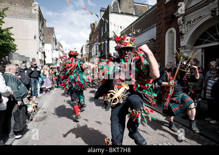 Foxs Border Morris at the Sweeps Festival Stock Photo