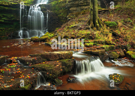 Autumn color at Scaleber Force near Settle in the Yorkshire Dales of England Stock Photo