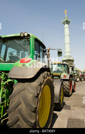 tractors at place de la Bastille in Paris Stock Photo