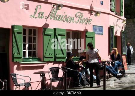 La Maison Rose restaurant in the Montmartre district in Paris Stock Photo