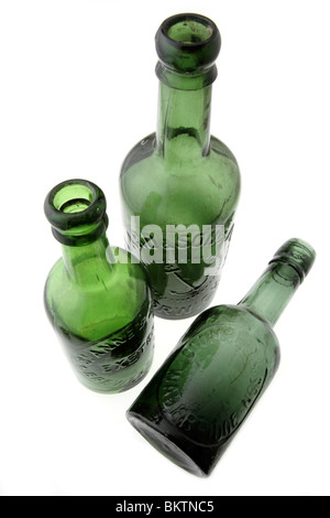 old green bottles Stock Photo