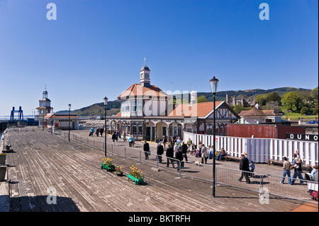 The famous wooden pier and pier building at Dunoon Argyll and Bute Scotland Stock Photo