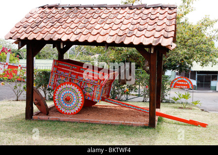 Factory model of a Carreta,the traditional painted oxcarts used to carry coffee beans in Sarchi,Mexico. Stock Photo