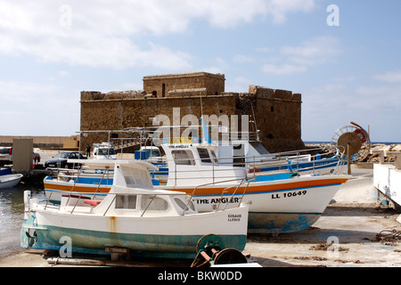PAPHOS HARBOUR ON THE ISLAND OF CYPRUS. EUROPE. Stock Photo