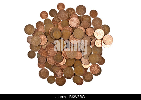 Pile of British currency copper coins