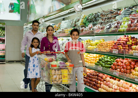 Family at supermarket, portrait Stock Photo