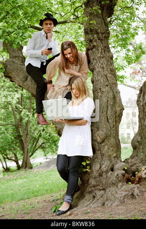 Friends in a tree Stock Photo