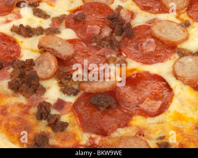 Deep Pan Meat Feast Pizza Stock Photo