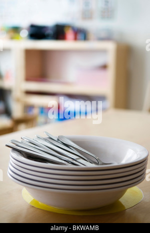 Plates in a pile Stock Photo