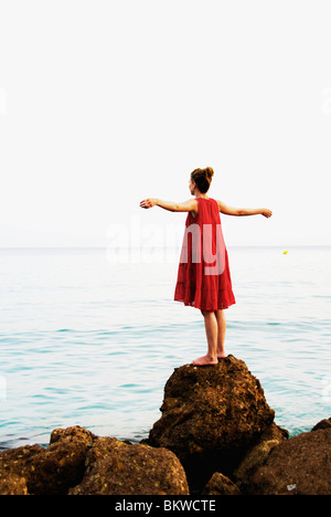 Woman in red dress